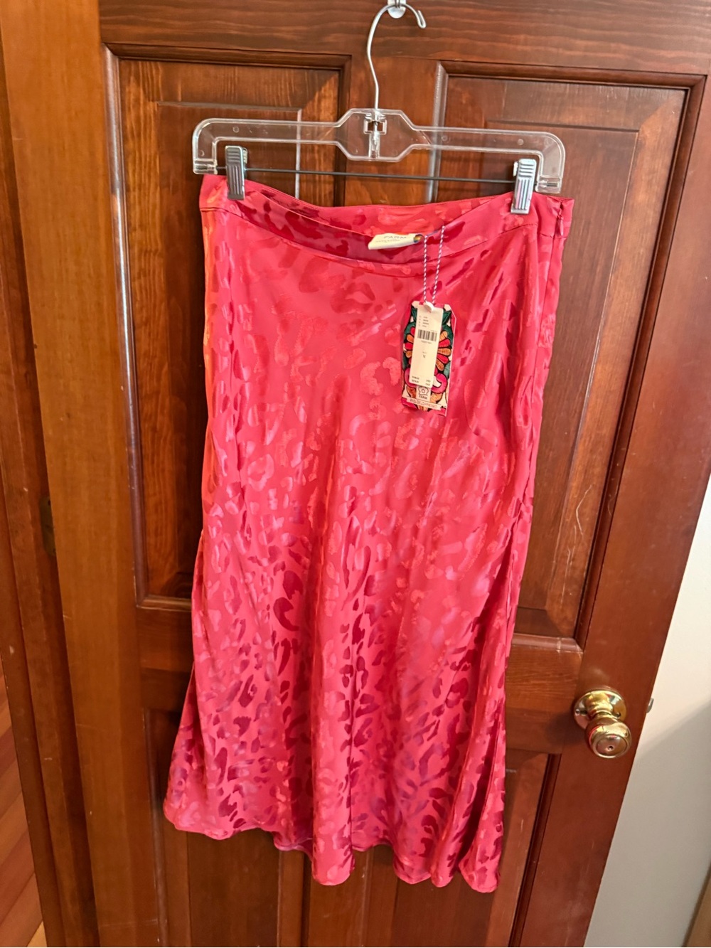 NWT FARM Rio x Anthropologie Jacquard Leopard Midi Skirt M